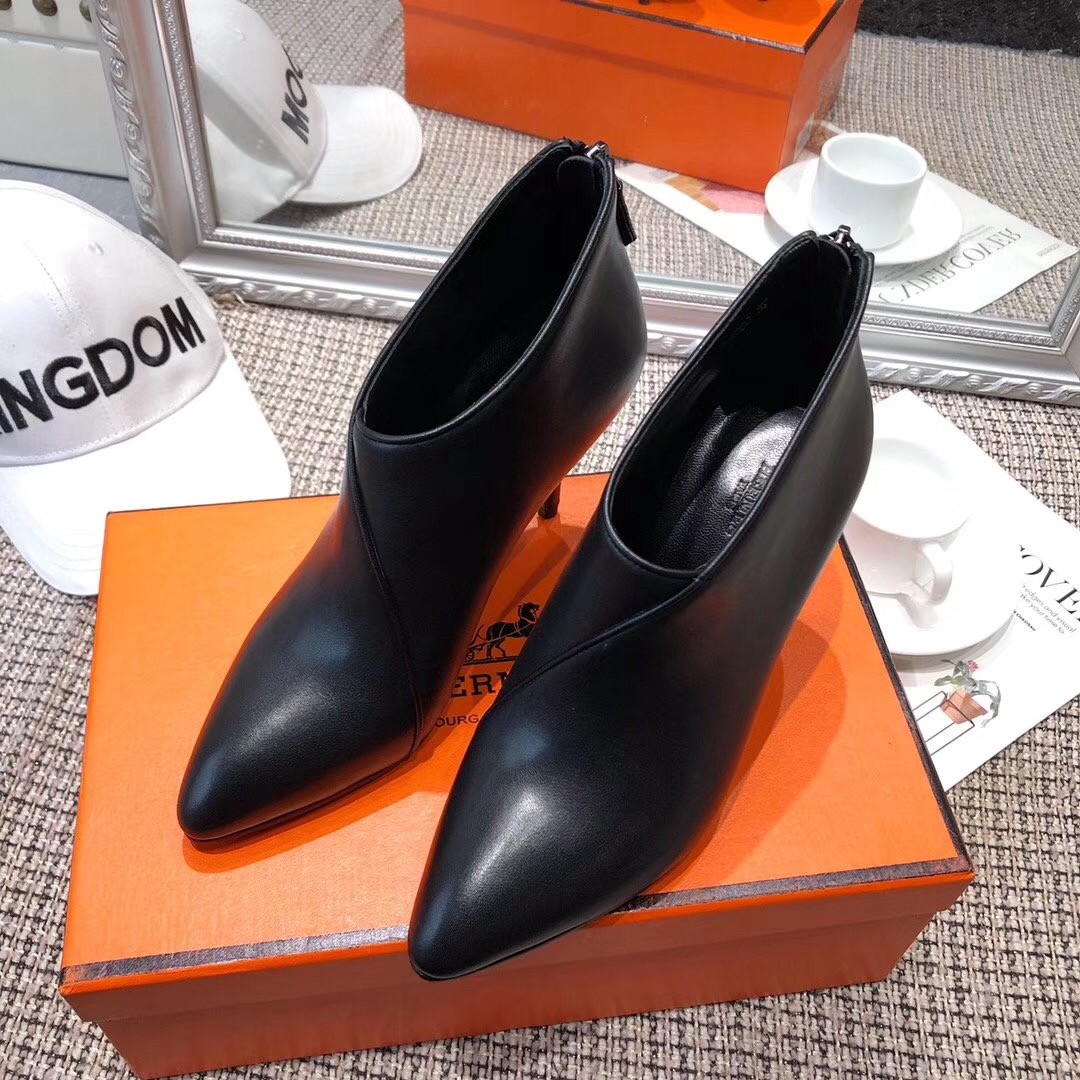 Replica Hermes Virginia Ankle Boot In Black Leather