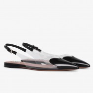 Alaia Le Coeur Slingback Flats in Black Patent Calfskin