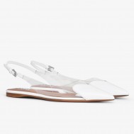 Alaia Le Coeur Slingback Flats in White Patent Calfskin