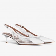 Alaia Le Coeur Slingback Pumps 55mm in White Mesh and Patent