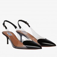 Alaia Le Coeur Slingback Pumps 55mm in Black Patent and PVC