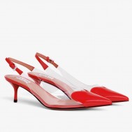 Alaia Le Coeur Slingback Pumps 55mm in Red Patent and PVC