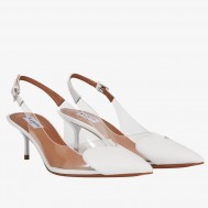 Alaia Le Coeur Slingback Pumps 55mm in White Patent and PVC