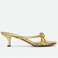 Bottega Veneta Blink Sandals 50mm in Gold Metallic Lambskin