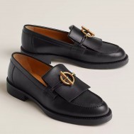 Hermes Women's Impact Loafers in Black Leather