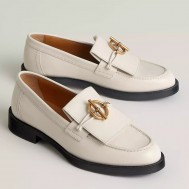 Hermes Women's Impact Loafers in White Leather
