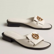 Hermes Women's Isle Sandals in White Leather