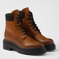 Prada Chelsea Boots in Cognac Leather and Re-Nylon