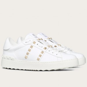 Valentino Women's Rockstud Untitled Sneakers In White Leather