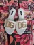 Dolce & Gabbana White Slides with Rhinestone DG Logo 
