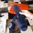 Hermes Oasis Slide Sandals 50mm In Blue Saphir Epsom Calfskin