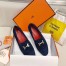 Hermes Women's Royal Loafers In Blue Suede Leather