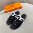 Hermes Camelia Slide Sandals In Black/White Calfskin