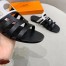 Hermes Camelia Slide Sandals In Black/White Calfskin